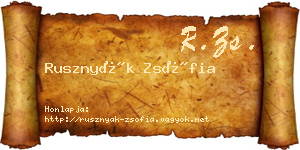 Rusznyák Zsófia névjegykártya