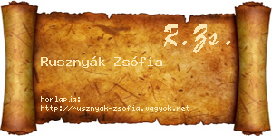 Rusznyák Zsófia névjegykártya